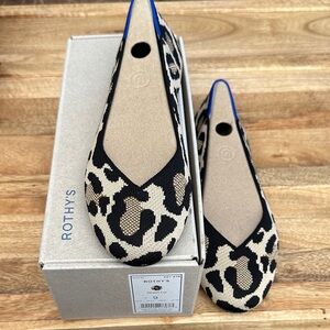 Rothy's Black and Cream Animal Print Flats